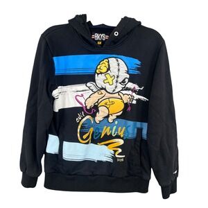 BKYS Evil Genius Graphic Hoodie Men's S Black Streetwear Pullover Edgy Art Y2K
